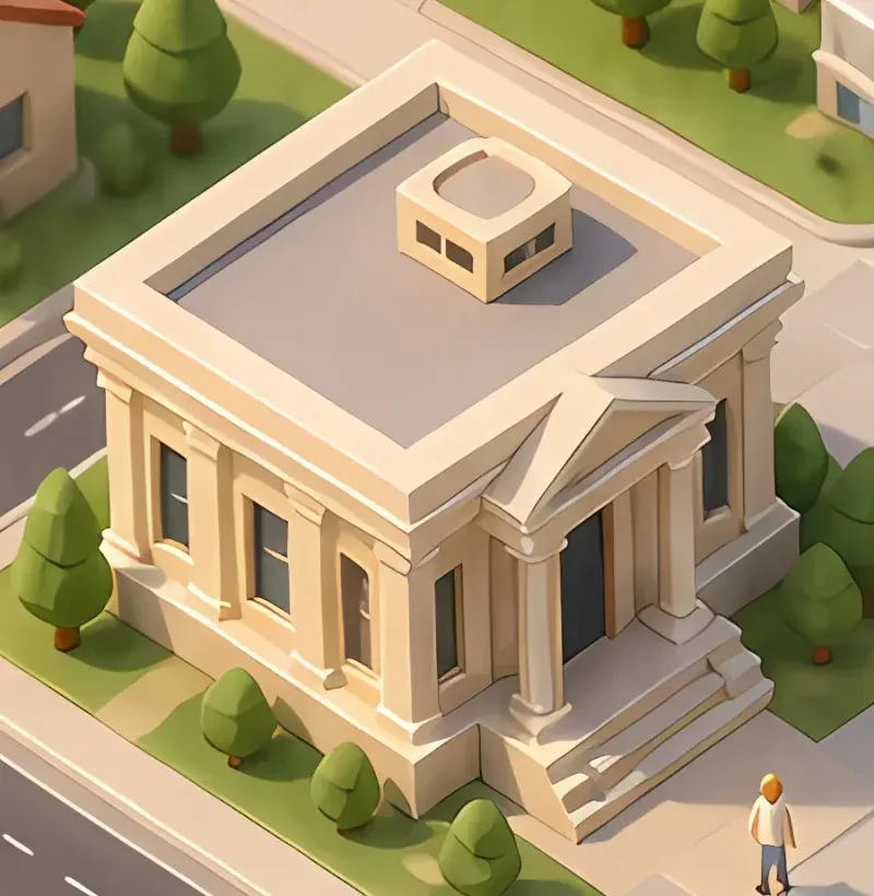 The bank from above
